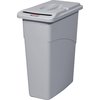 Rubbermaid Commercial 23 gal Rectangular Trash Can, Gray Matte, Locking Door with Side Slot FG9W1500LGRAY